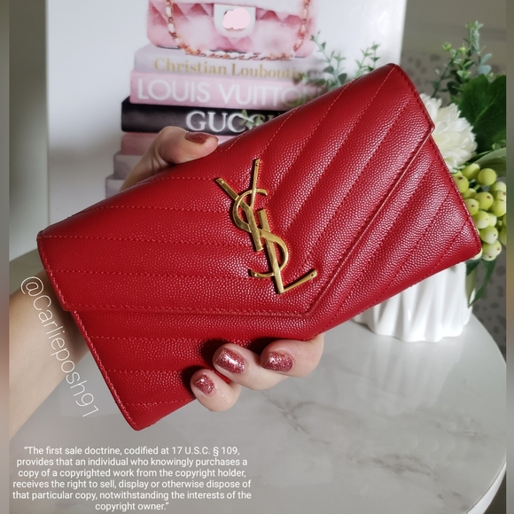 *SOLD* Authentic Pre-owned Yves Saint Laurent Grain De Poudre Envelope Wallet - Picture 4 of 14